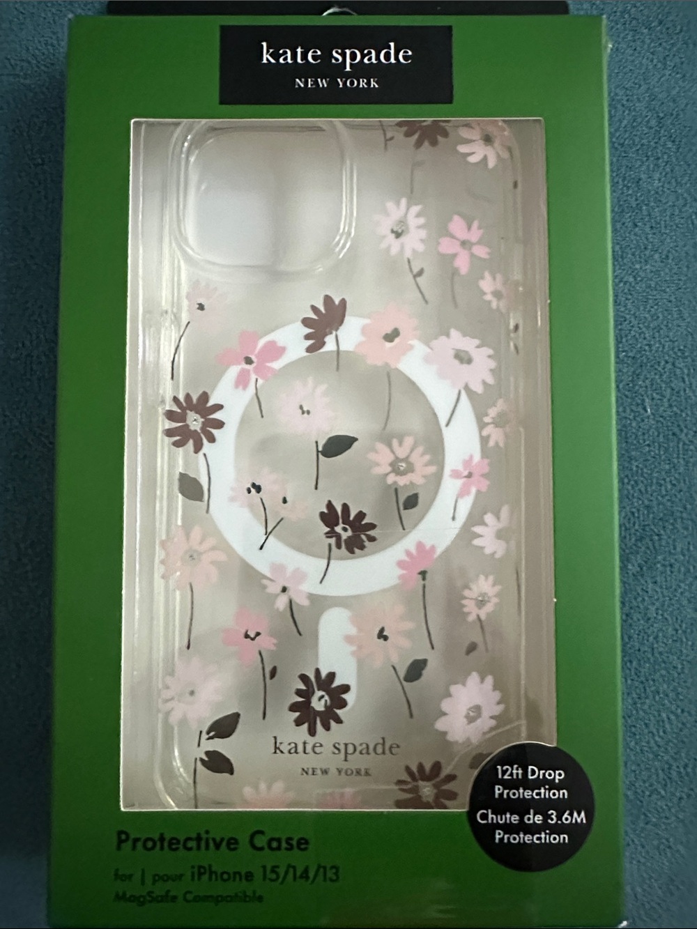 kate spade Clear Floral MagSafe iPhone Case in Pink and Brown